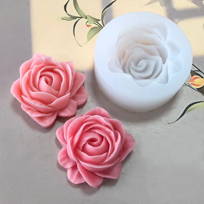 big Rose Aromatherapy Candle Silicone Mold  Flower Gypsum Dropper Decoration Rose Chocolate Cake Mould