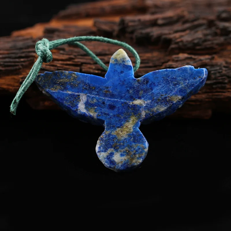 Carved Animal Pendant Natural Stone Picture Lapis Lazuli Fashion Eagle Pendant DIY Jewelry Making 55x14x10mm 23.2gg