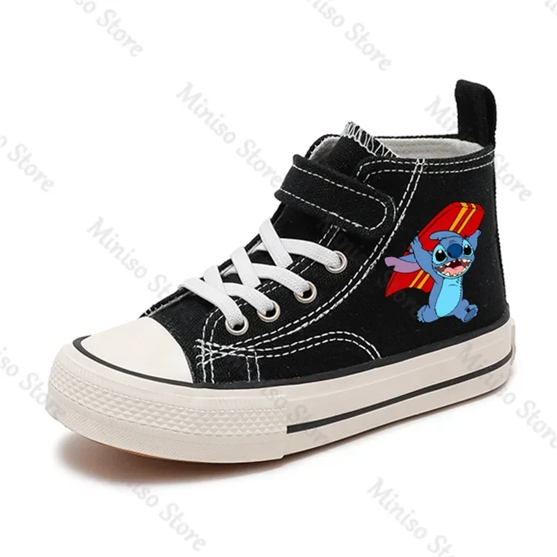 Zapatos de lona de Disney para niños y niñas, zapatos informales de dibujos animados kawaii Lilo Stitch, zapatos deportivos cómodos, zapatos de tenis estampados para niños