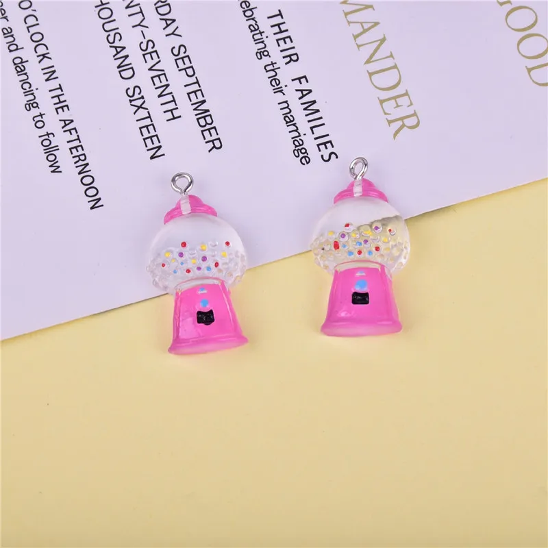 10pcs Candy Gacha Machine Play Game Resin Charms Pendant  for DIYEarring  Keychain Jewelry Making 31x17mm