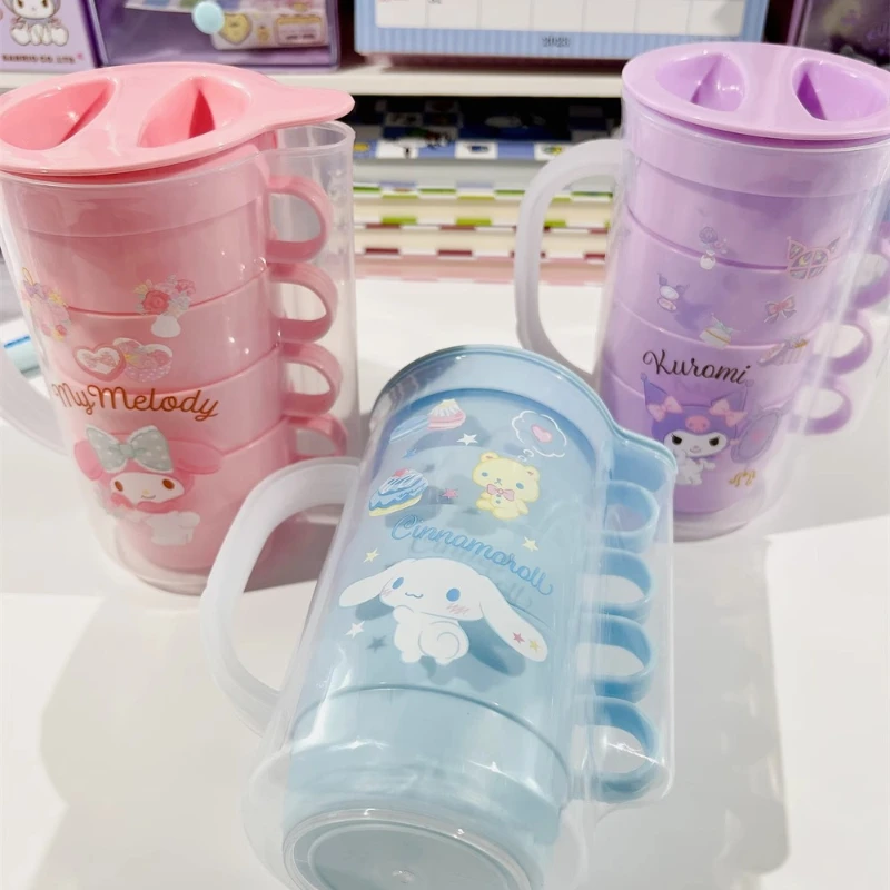 

850ml Sanrio Cold Water Kettle Water Glass Set Home Large Capacity Cartoon Cute Kuromi My Melody Cold Brew Tea Kettle Water Cup