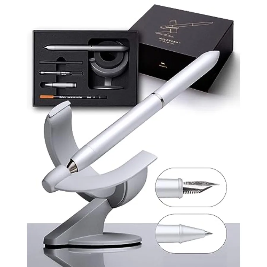 

Ручка-роллер Hoverpen Future Luxury с перьевым наконечником Schmidt, в подарочной коробке, с дополнительным стержнем, аэрокосмический металл