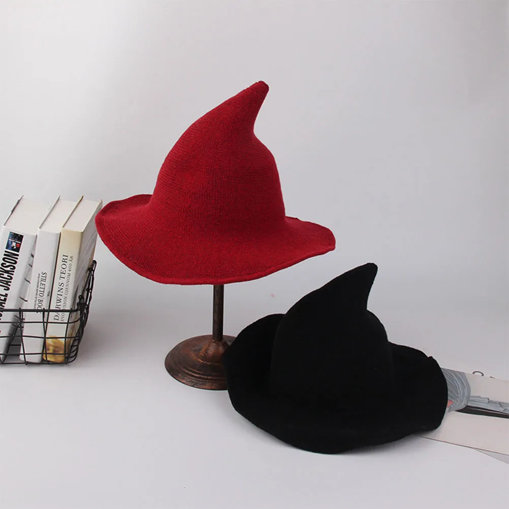 

Lady Knitted Hat Woman Wool Warm Knit Witch Beanie Winter Fisherman Hat for Masquerade Cosplay Costume Accessory