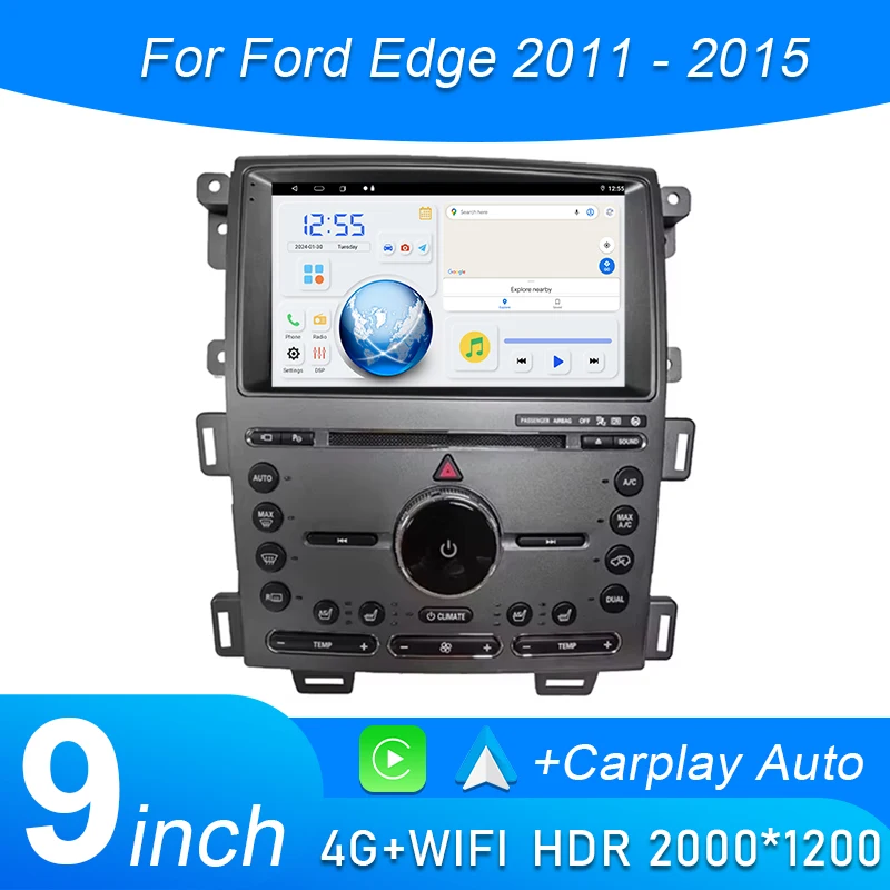 

DAP Android 15 Автомобильный радиоприемник Мультимедийный плеер Стерео для Ford Edge 2011 2012 2014 2015 Carplay AUTO 8-ядерный головное устройство WIFI 4G BT DVD
