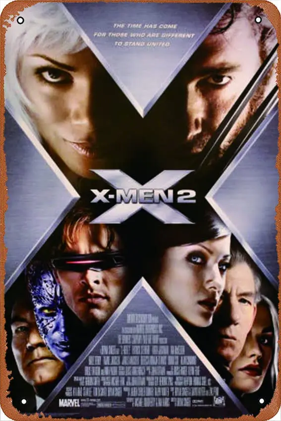 X-Men 2, lustiges Metall-Neuheits-Blechschild, Metall-Retro-Wanddekoration für Zuhause, Straße, Bars, Restaurants, Cafés, Aufbewahrungsschild, Geschenk, Metallschild