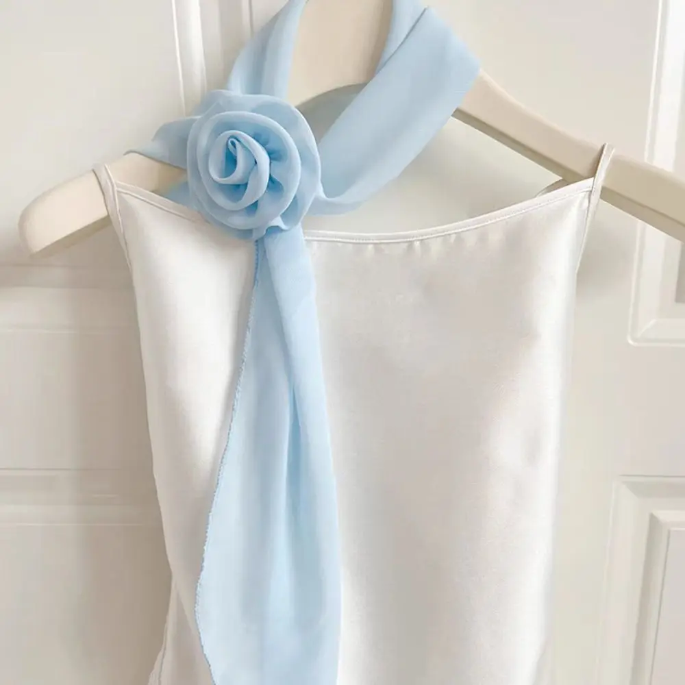 

Fashion Luxury Chiffon Scarf Trendy Versatile Detachable Rose Decor Neck Scarf Elegant Neck Scarves For Women Girls Gifts