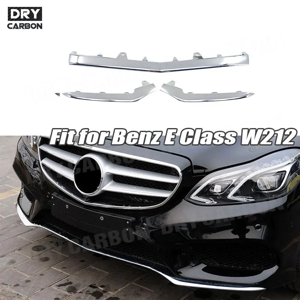 

Carbon Fiber / ABS Front Bumper Chrome Grille Trim For Benz E Class W212 E200 E220 E250 E300 E350 2014 2015 2016 Car Accessories