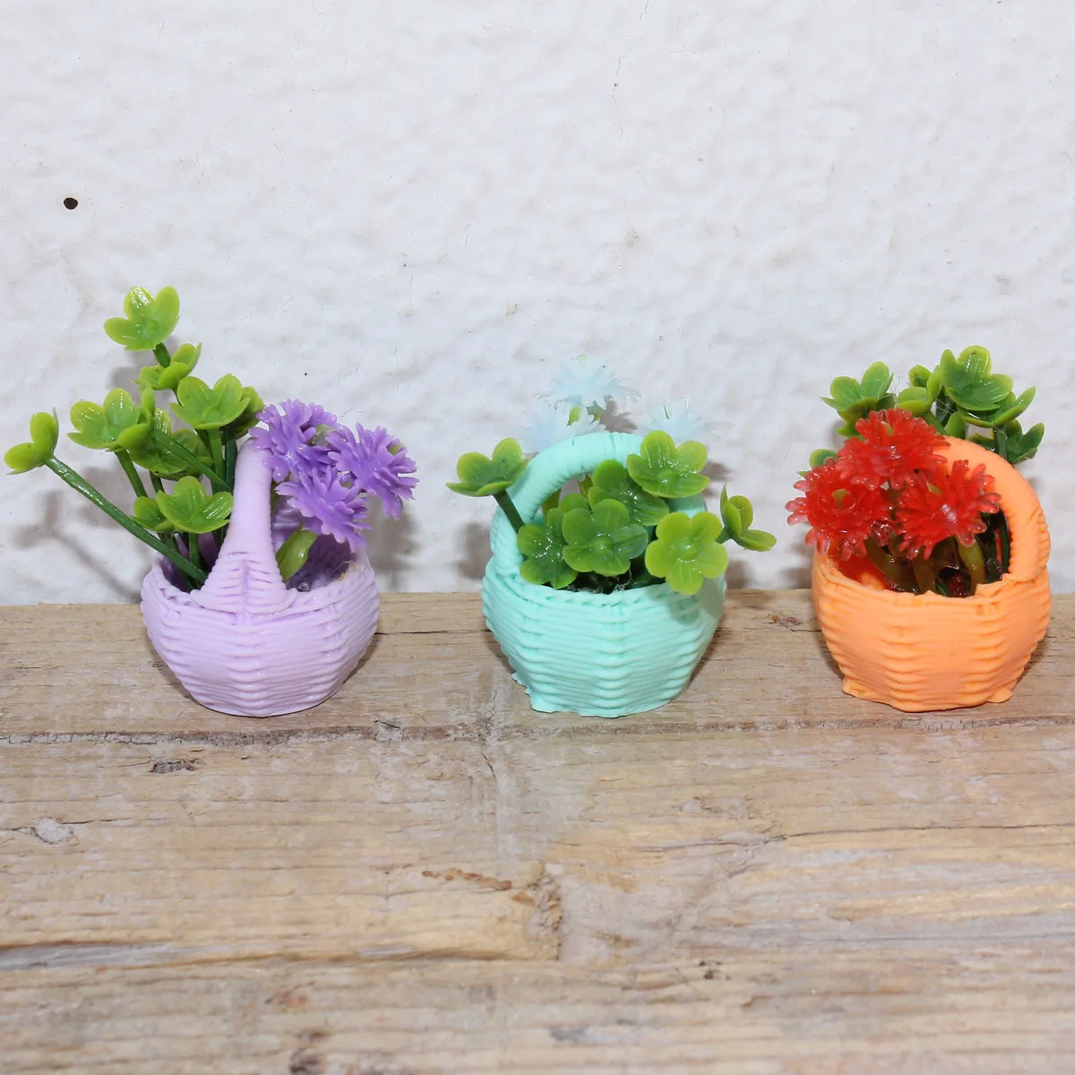 Mini Flowers Plants Flower Baskets Leaves Flower Pots Dollhouse Miniatures Resin Ornaments Doll Accessories Desktop Decoration