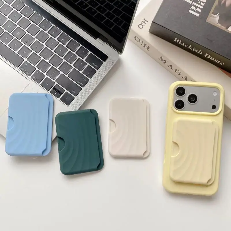 Durable Elastic Silicone Universal Phone Card Sticker Wallet Strong Adhesive Case Fits All Smartphone Models for Trips Shopping