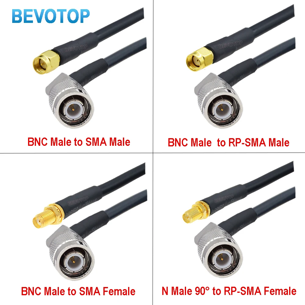 TNC Male Right Angle to SMA Male / Female Connector LMR240 Cable Low Loss 50ohm 50-4 Pigtail Jumper RF Coaxial Extension Cable