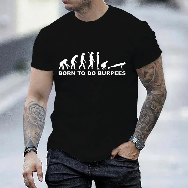 New Fashion T-shirts for Men Evolution Burpees Instructor Funny T Shirt Short Sleeve Oversized T Shirt Men Brand Tees