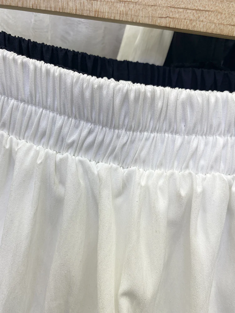 Dophee 2025 New Spring Summer All-match Elastic High Waist A-line Short Skirts Elegant Lace Ruffles Solid Color Princess Skirt