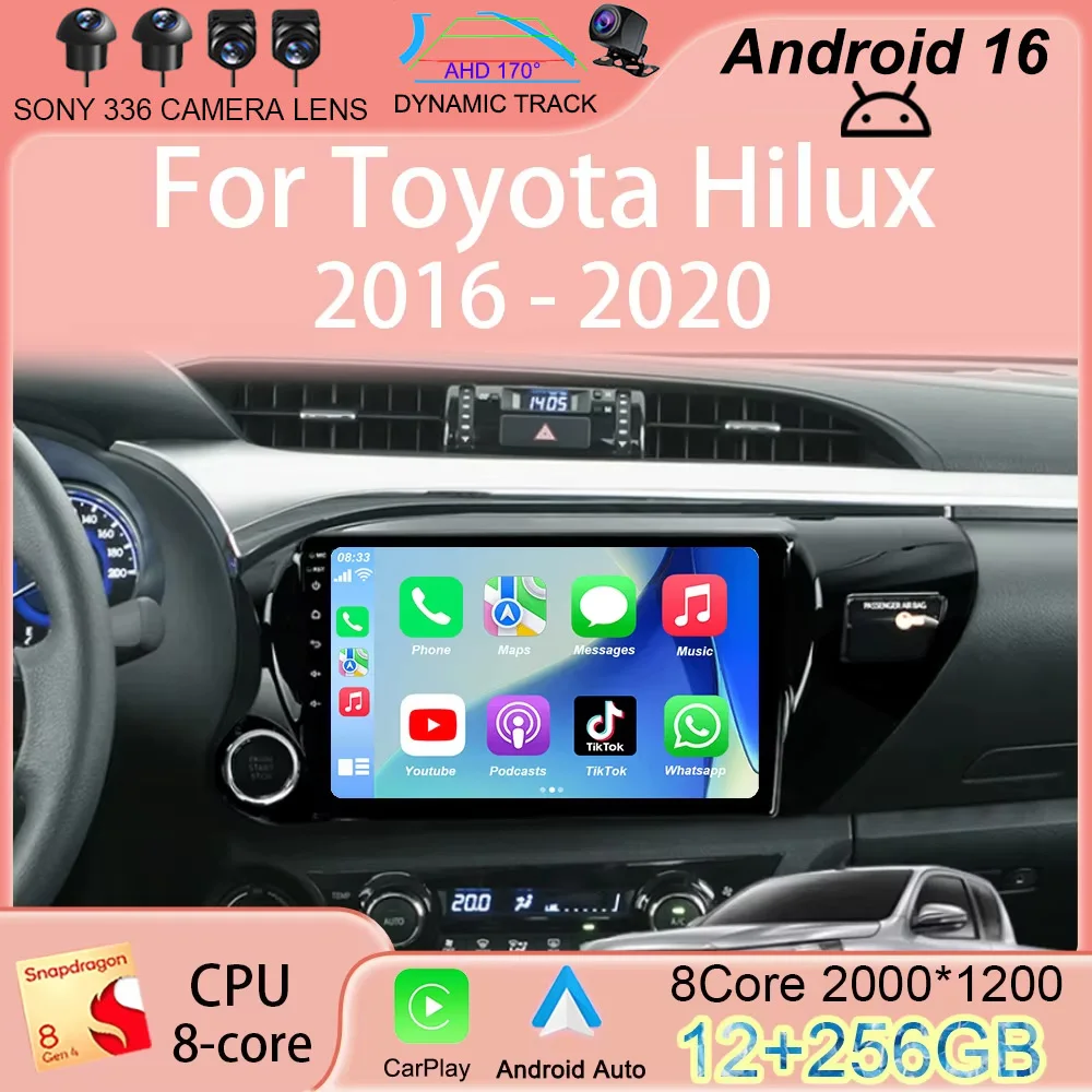 

Автомагнитола Android 16 2 Din для Toyota Hilux 2016-2020 с экраном, мультимедийным плеером, навигацией GPS, головным устройством и авторадио
