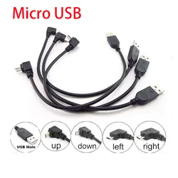 USB Male to Micro Male Data transfer Charge Connector UP Down Left Right Angled 90 Degree Cable Adapter for Tablet Cell Phone
