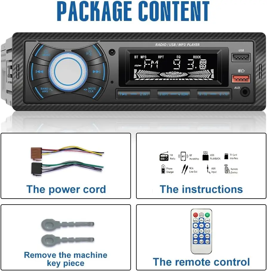 1 din راديو السيارة مشغل MP3 FM موالف ستيريو USB سيارة الصوت ستيريو SD TF USB الوسائط المتعددة Autoradio لاعب التحكم عن بعد بلوتوث
