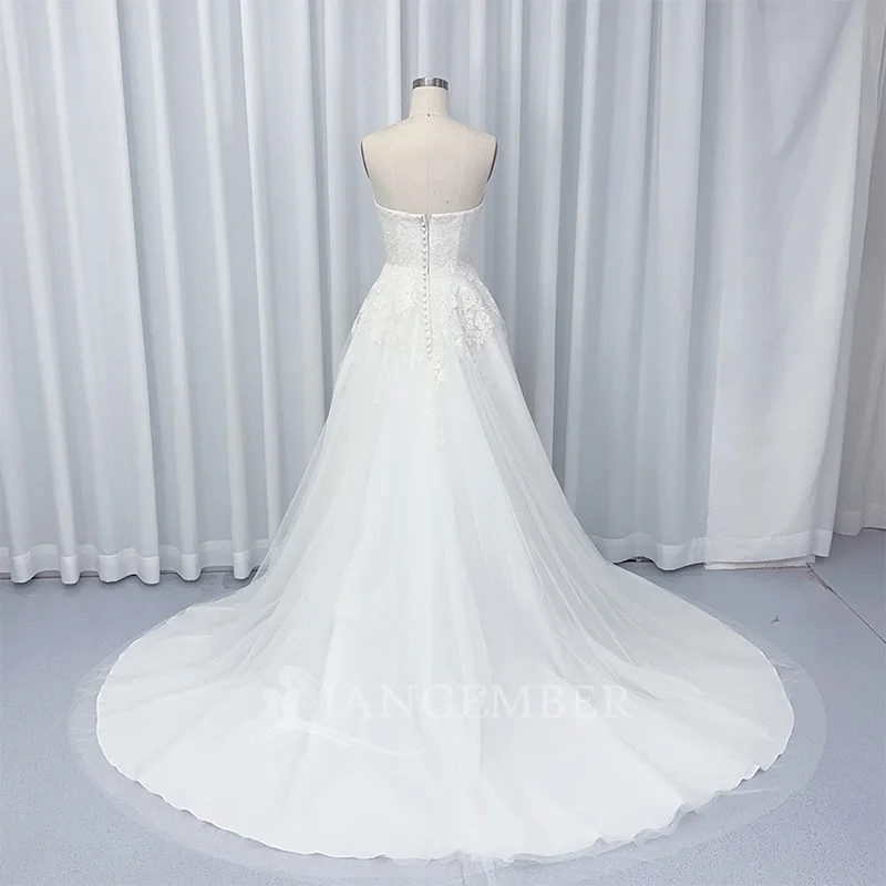 Beach Wedding Dress Strapless Party Bridal Dresses Customized Vestido De Noiva Gelinlik Arabic mariee Shiny Bridal Gowns HX39