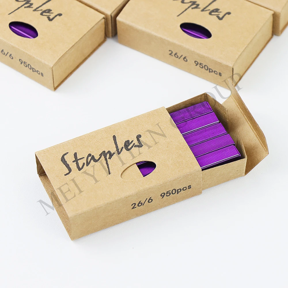 Purple Staples Standard Stapler Staples Refill 26/6 Size 950 Staples per Box for Office School Stapling Stationery Supplies