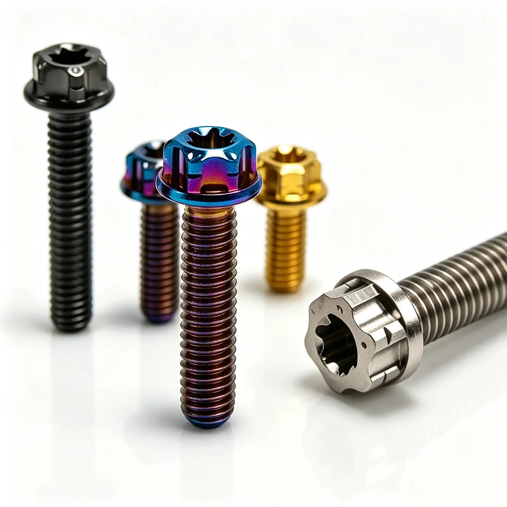 2Pcs Titanium Ti Bolts Torx Head Flange Screws M5 M6 M8x15/20/25/30/35/40mm Gold Burning Blue for Bike Motorcycle Titan Hex Bolt