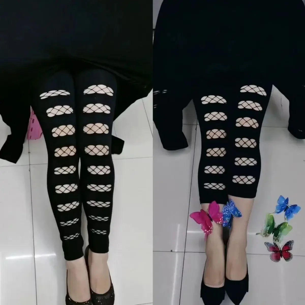 High-waisted, elastic, Tight, Slimming Cropped Pants Suitable for Fat Girls Women's Summer Thin Mesh Stretch Leggings 1