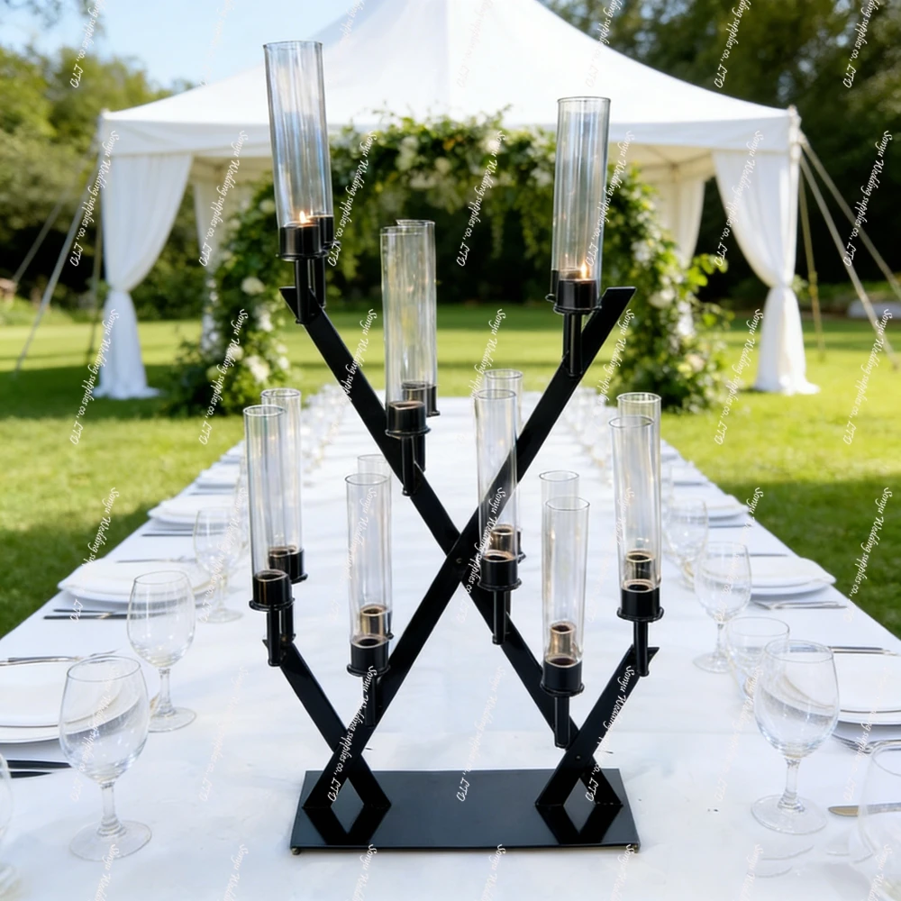 

f30 6pcs Golden iron candle stand decoration for wedding main table; road sign flower stand; flower bracket