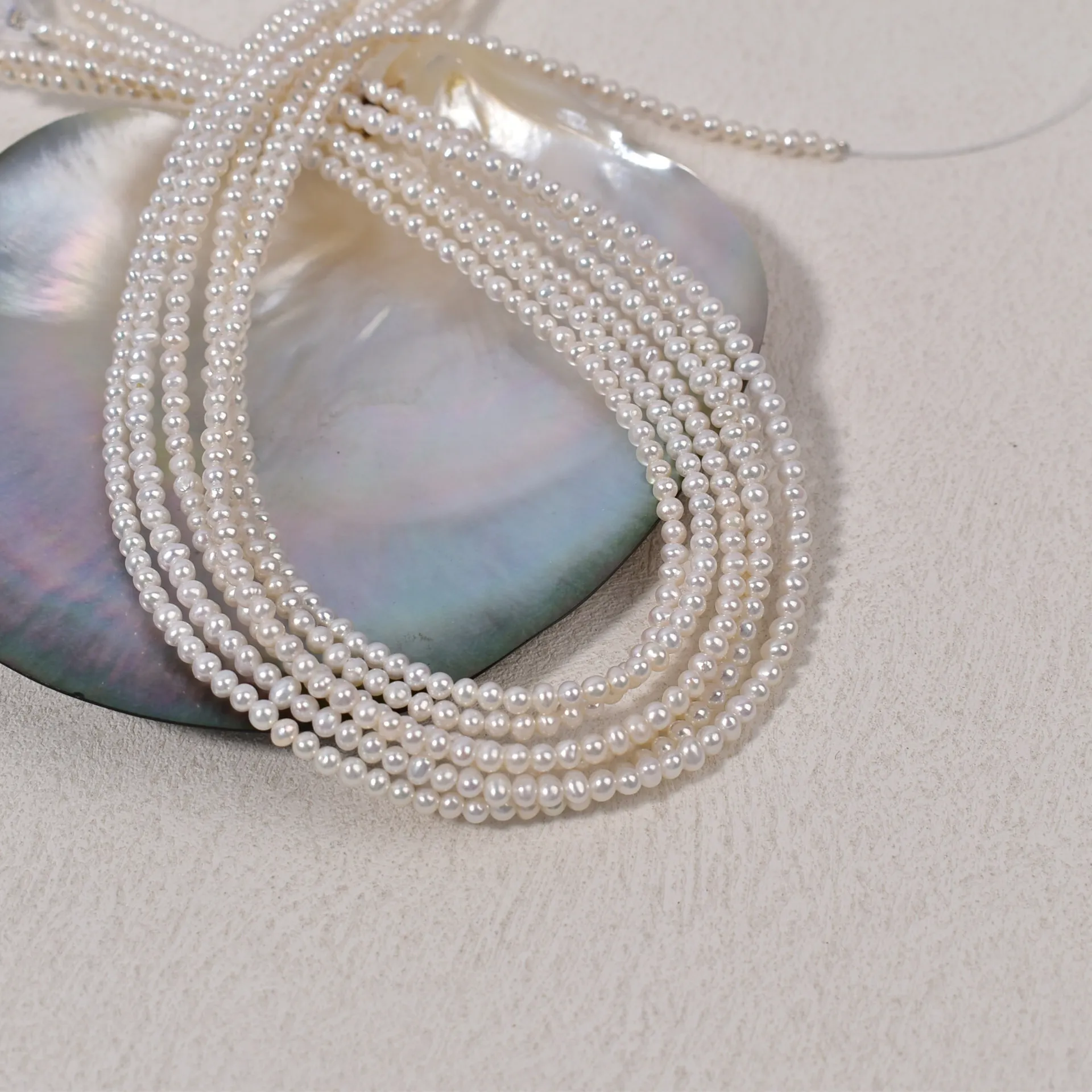 

3-4mm New Christmas 36cm Length Cost-Effective Freshwater Pearl Loose Bead Necklace Bracelet Semi-Finished Materials Jewelry