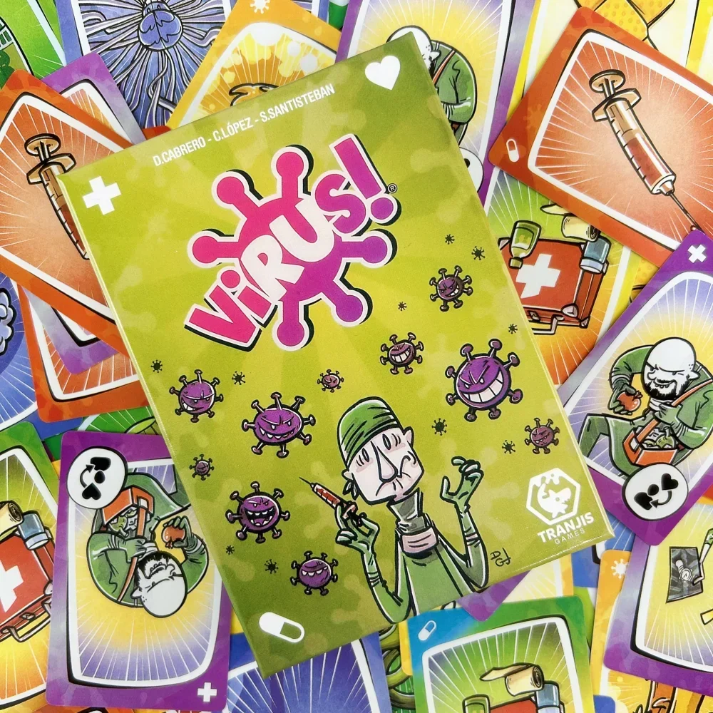 Virus Contagioso Juego de cartas divertido Español Inglés Bilingüe Estratégico Bluffs Infectious Laughs Ideal para fiestas y reuniones familiares