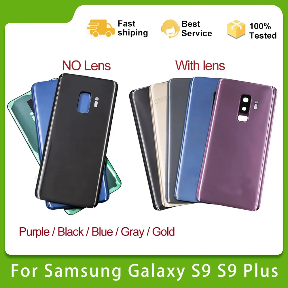 New for Samsung Galaxy S9 g960 g960f S9 Plus g965f battery back cover 3D glass panel rear door housing case camera lens replace