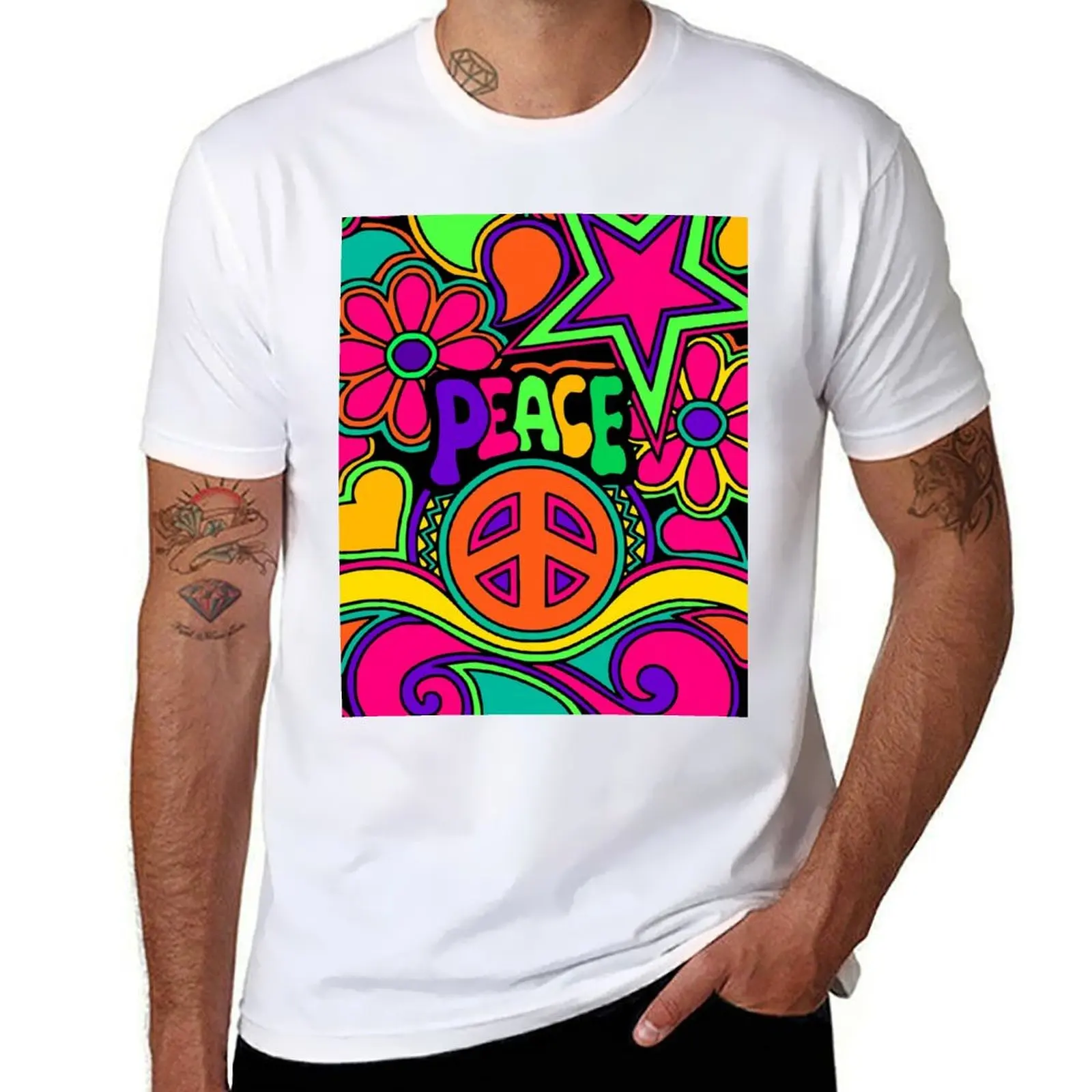 

Pretty Pink n Colorful Hippy Trippy Design T-Shirt t shirt for man 100 percent cotton t shirt personalised T-Shirt