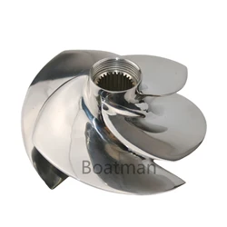 Boatman 159MM Jet Ski Impeller OEM:SRZ-15/21A Fit Sea-Doo GTX LTD IS 255/GTX LTD IS 260 RXP-X 255/RXP-X 260 4-Blades Polished