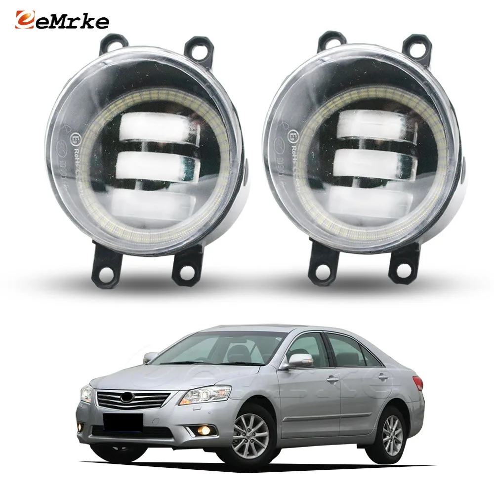 LED Fog Lights Car PTF Lens Angel Eye DRL Driving Daytime Running Lamp for Toyota Aurion UAE Presara Prodigy 2009 2010 2011 2012