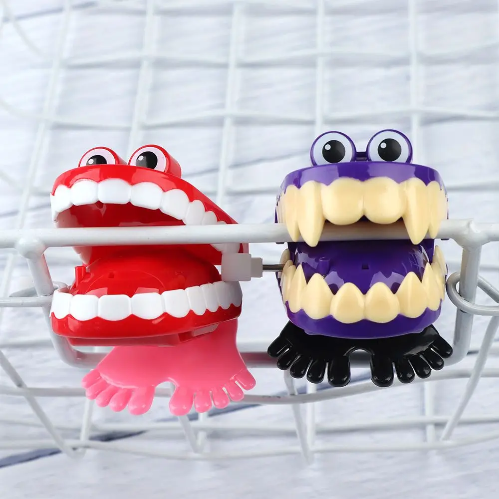 Cute for Baby Kids Chattering Funny Mini Clockwork Toy Babbling Denture Wind Up Clockwork Toy Walking Teeth Shape