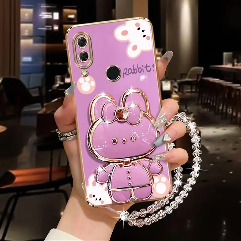 Diamond Wrist Strap Mirror Rabbit Phone Holder Case On For Huawei Nova 3 3i 4 5 5i 6 6i 7 8 8i 9 9z 10 11 12 SE Pro Stand Cover