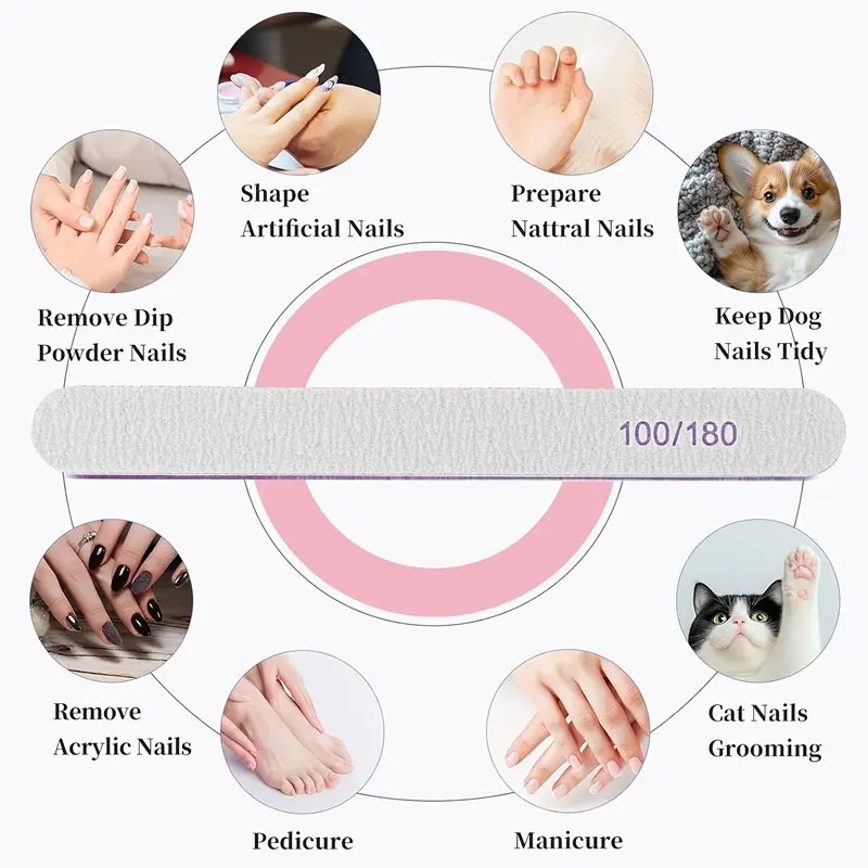 البيضاوي 1/2/5/10/25/50 قطعة ملف الأظافر المهنية ليما 100/180 حصى الصنفرة مزيل الجلد الميت عازلة الملفات مانيكير اكسسوارات أداة #6