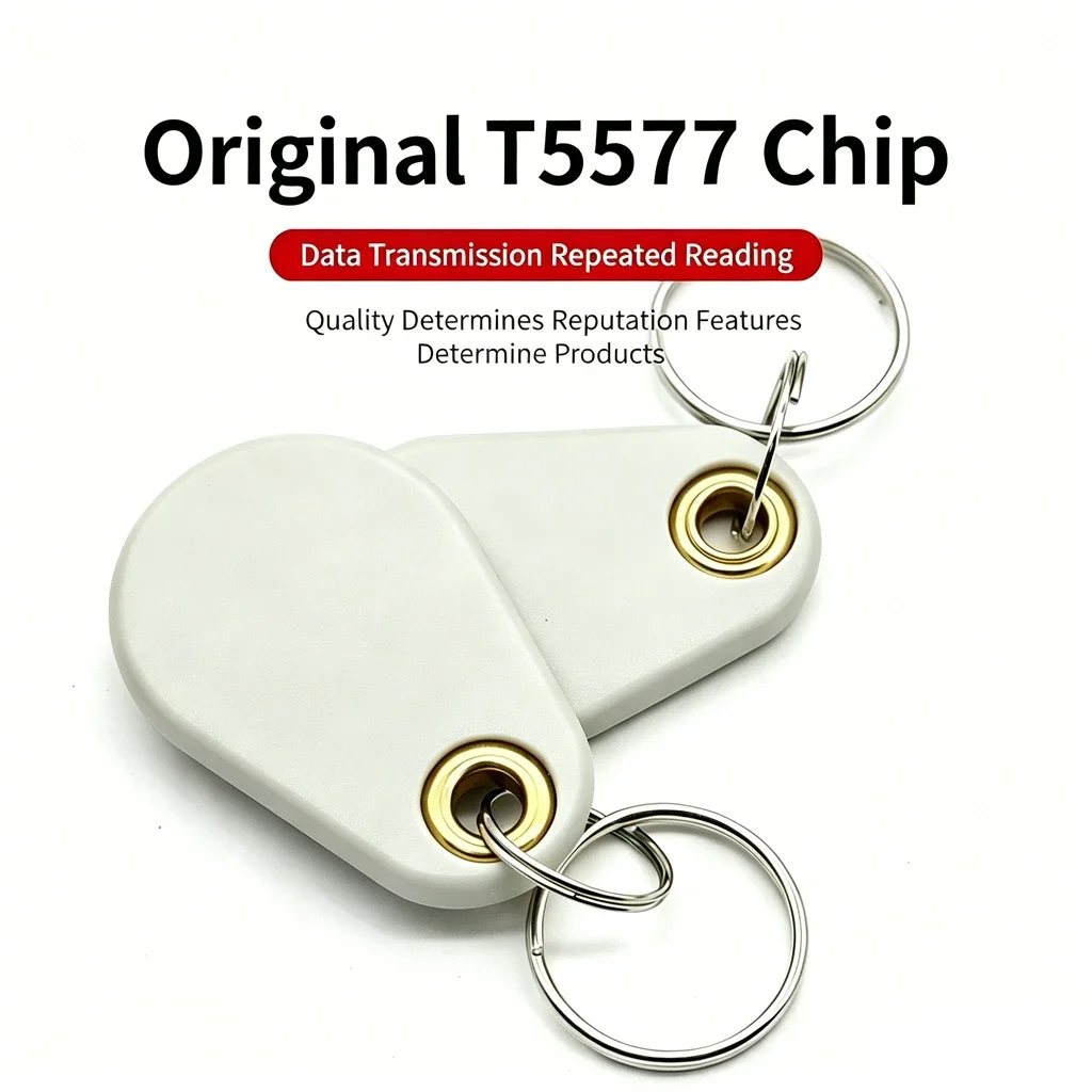 5/20Pcs 125KHz EM4305 T5577 RFID Key Tags Ring Blank Chip Copy Writable Grey Keyfobs Rewritable Keychain Access Card