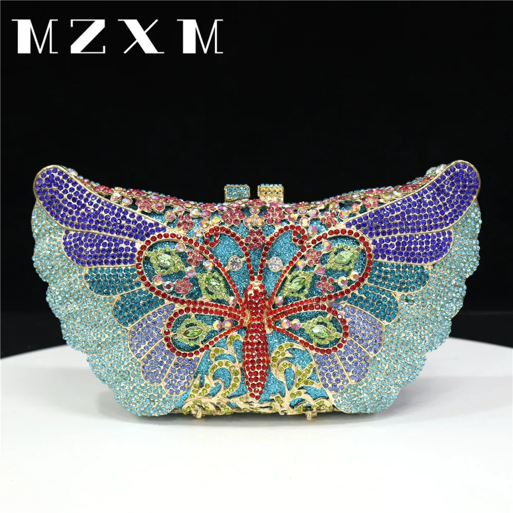 2024 Newest Luxury Ladies Evening Bag Party Wedding Hollow Crystal Clutch Multicolour Rhinestone Handbags Wallet