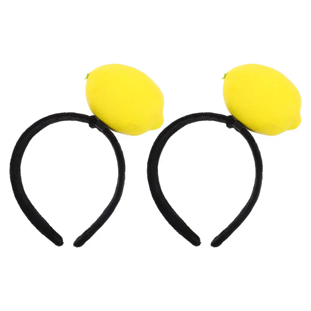 

2 шт. ободка для волос с фруктовым дизайном, в виде лимона, реалистичный 3D-дизайн, мягкие, для дня рождения, Хэллоуина, фестивалей, свадеб, для веселых образов