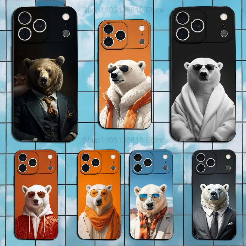 

Dress Art Cartoon Bear Phone Case For iPhone 17,16,15,14,13,12,11 Air,Plus,Pro Max,XS,X,XR,SE,Mini,8,7,Soft Silicone Black Cover