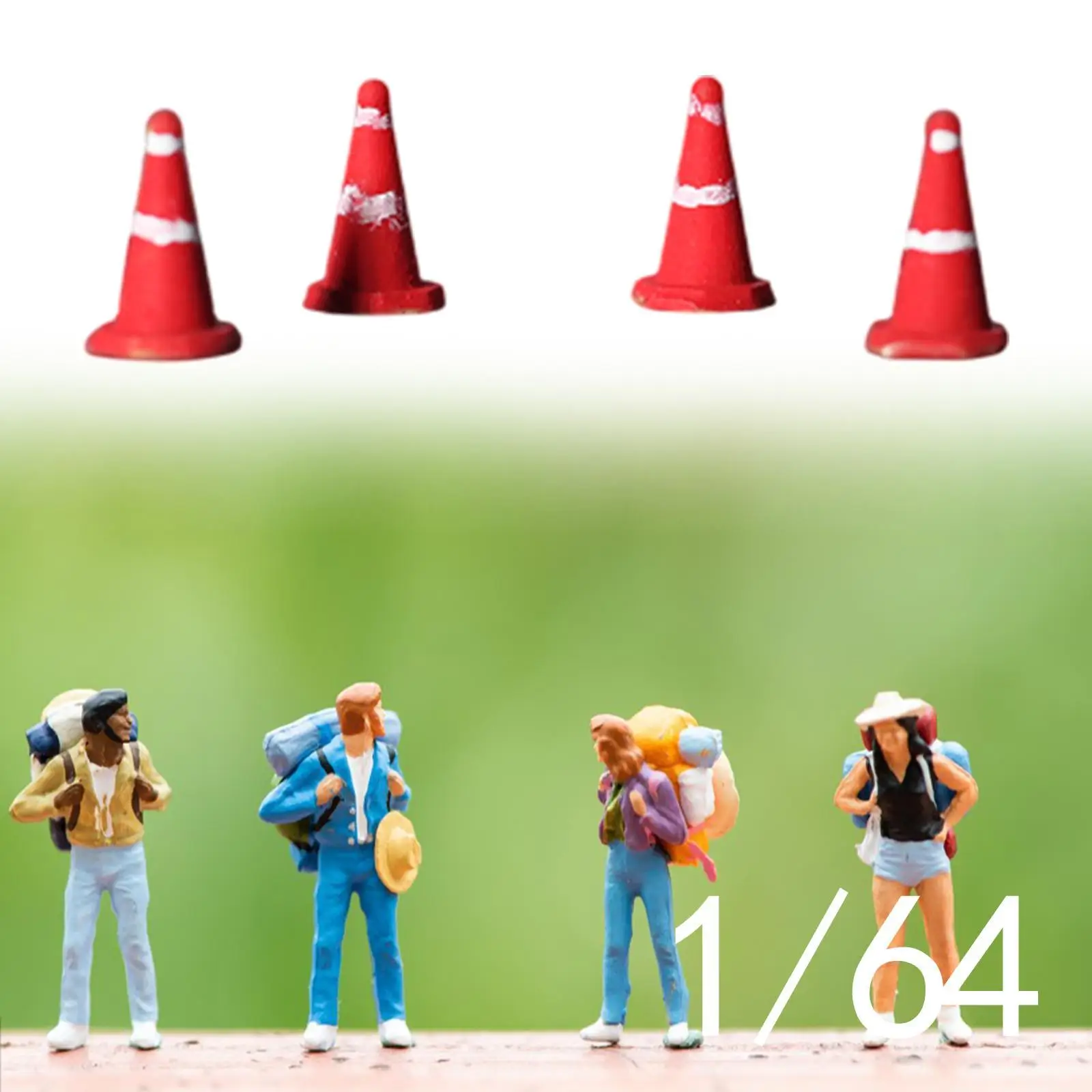 4 Pieces 1/64 Scale Miniature Traffic Cones Mini Traffic Sign for Boys Girls