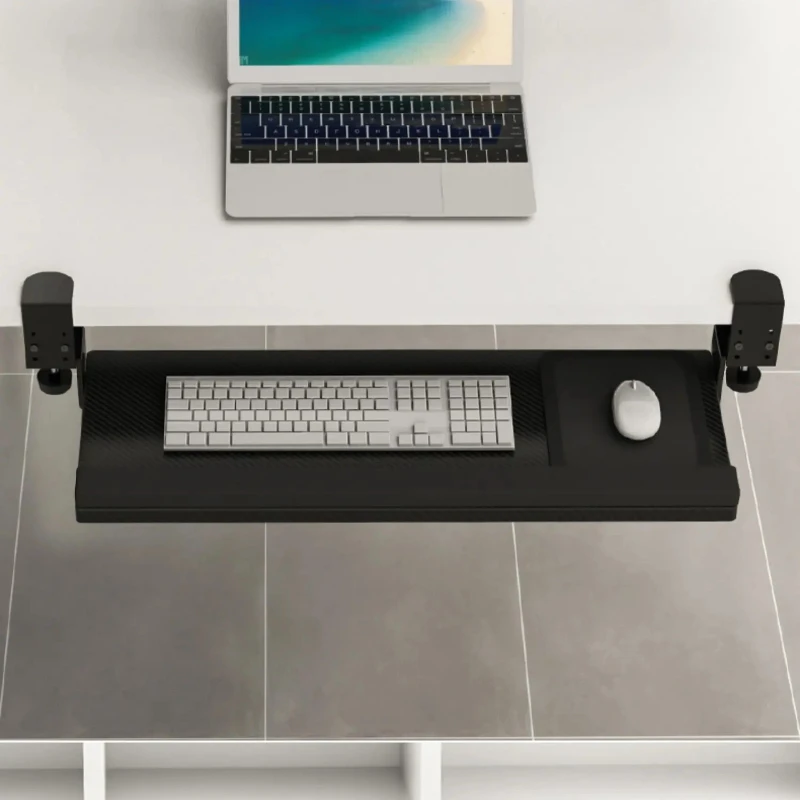 No-Drill Keyboard Tray Under Desk - Adjustable Mouse Storage Organizer Space-Saving Computer Desk Extender with Slide-Out Drawer