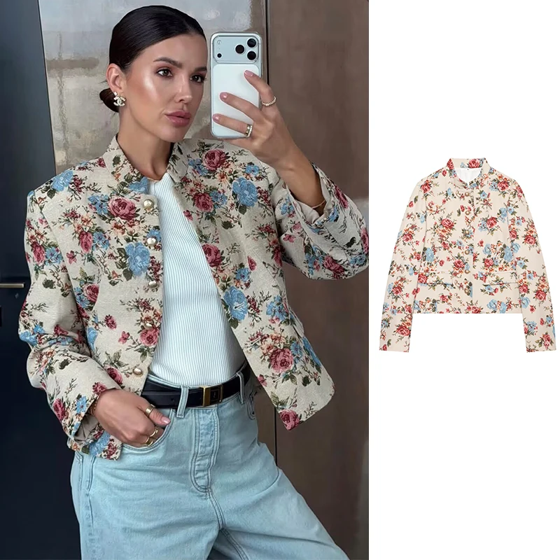 Autumn Women's Jackets 2026 New Fashion Slim Print Elegant Women's Jacket & Coats Street Chic Autumn Travel Street Youth Jackets