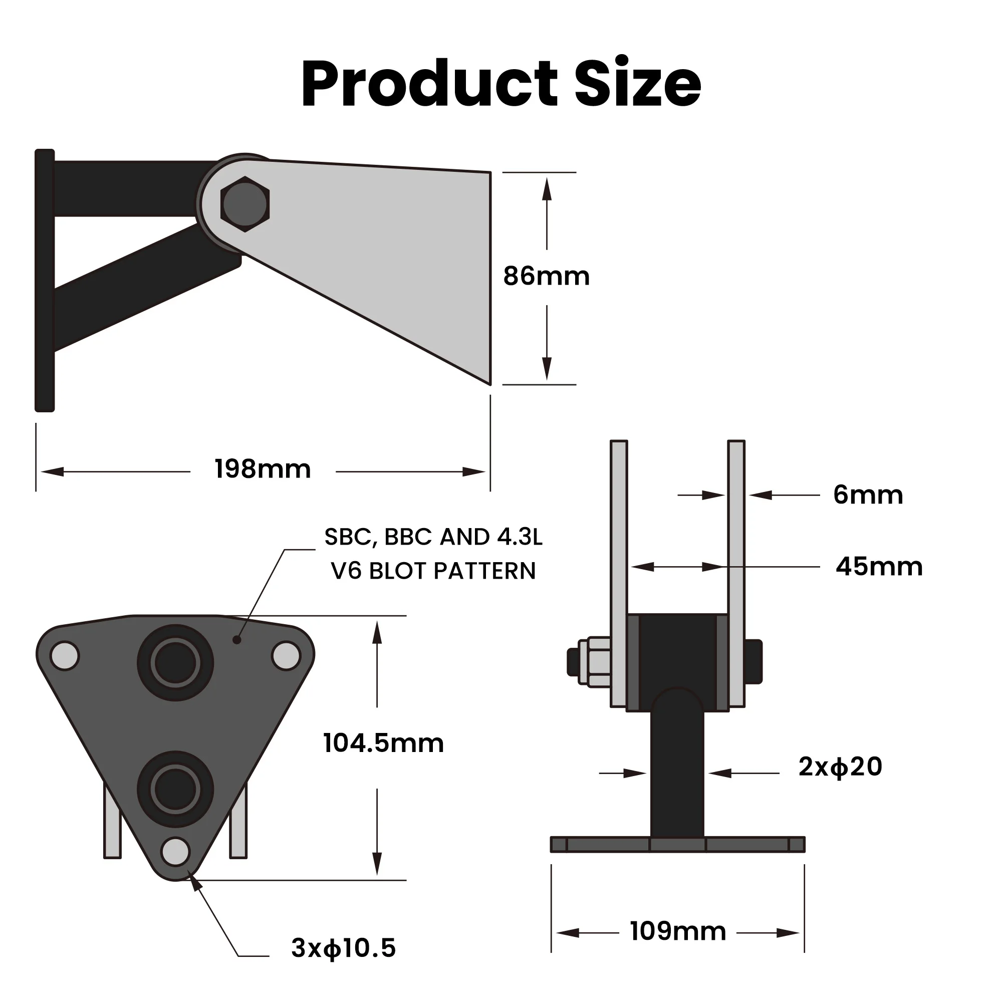 2 Pieces Engine Bracket Suitable For Sbc Hardware Included Bushing Base Steel Material For Chevy BBC SBC 350 396 454 Engine
