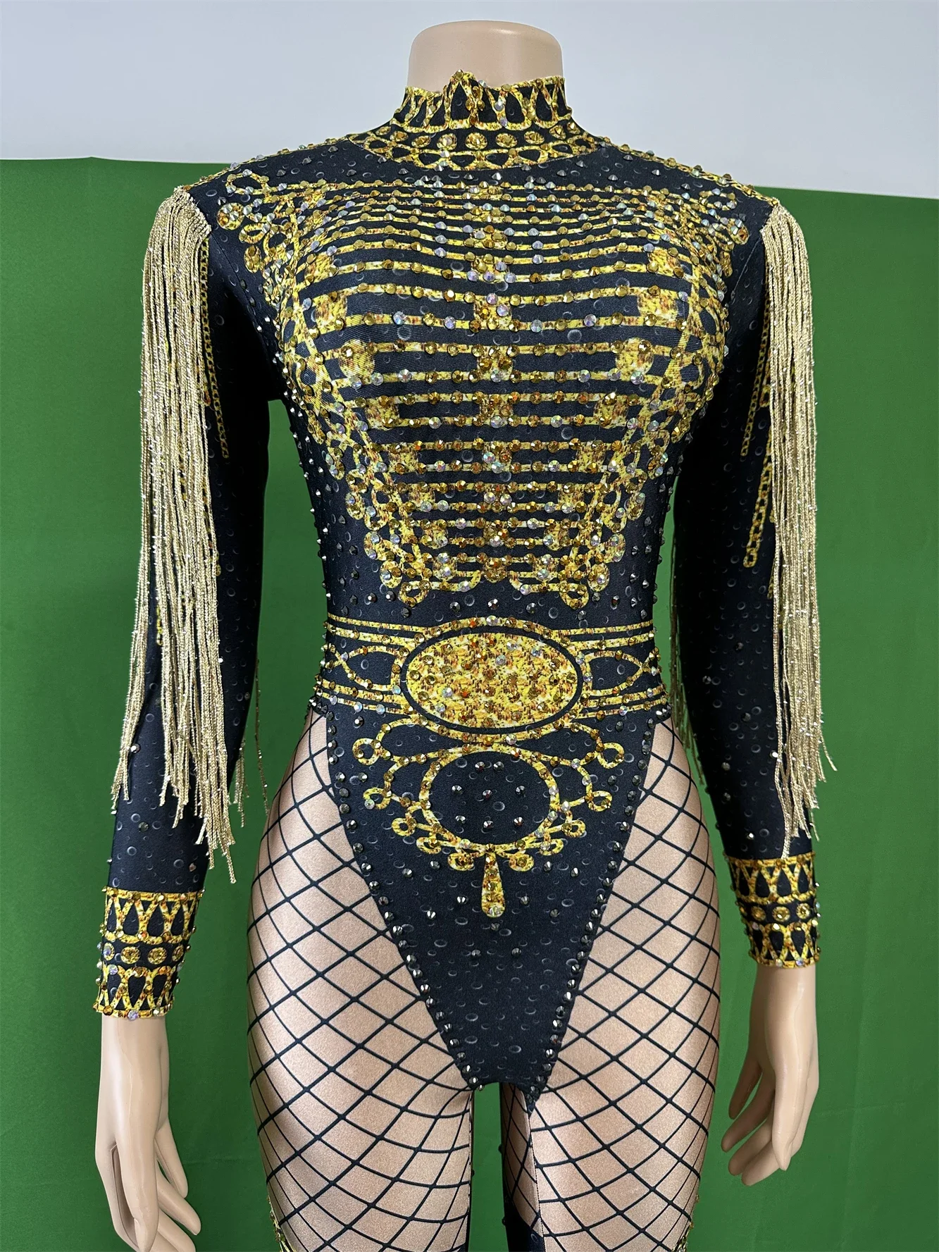 

Women Stretch Dance Jumpsuits Stage Rhinestone Fringe Pole Nightclub Performance Singer Body Suits Showgirl Outfits 2026