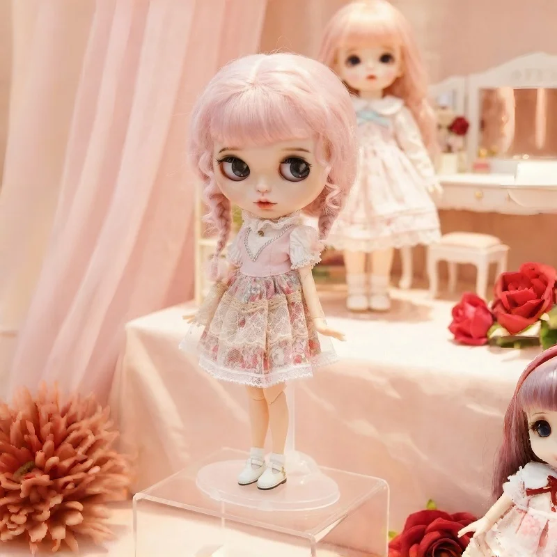 QBaby Mohair Doll wigs  D2033B 9-10inch 10-11inch Long Loose Double Ponytail BJD Hair With Joint Piece Blythes  Accessories