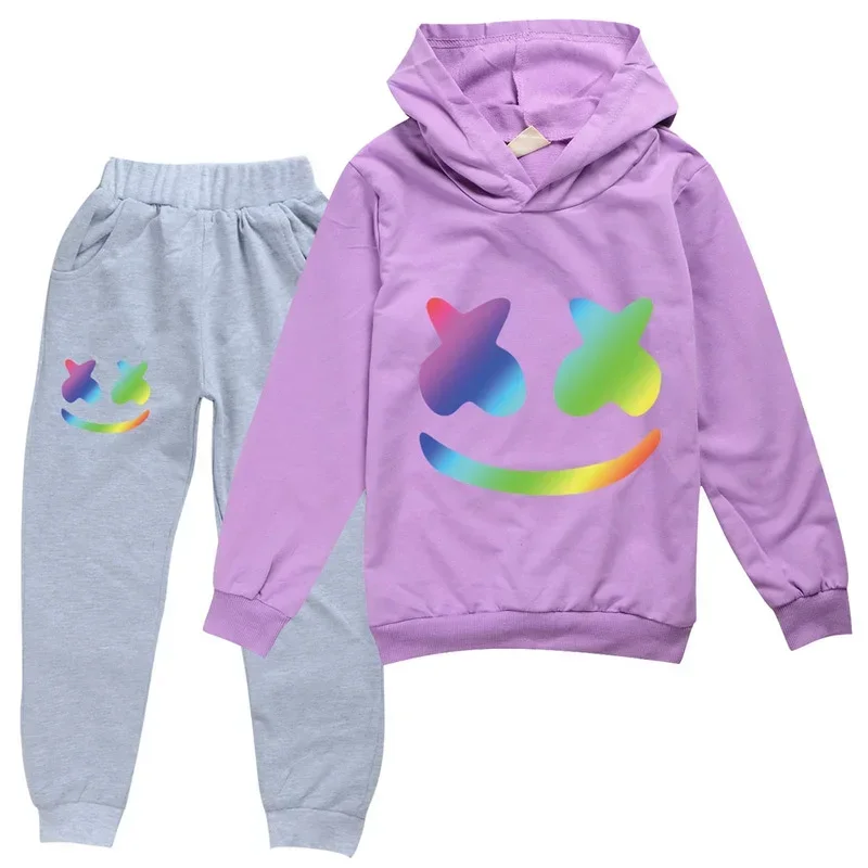 DJ Marshmello Spring Season Autumn Clothing Set Kids Hoodies And Pants Suit Toddler Boys Tracksuit Teen Girls Casual Outfits MN5