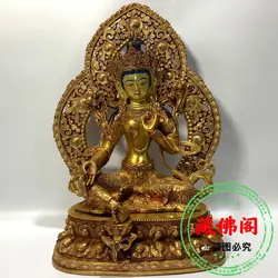 家庭用装飾用のtibetangiledブロンズ像、仏ホール、緑色のタラ手作り、1フィート、5 guin、bodHishtaの装飾、真ちゅう、50cm