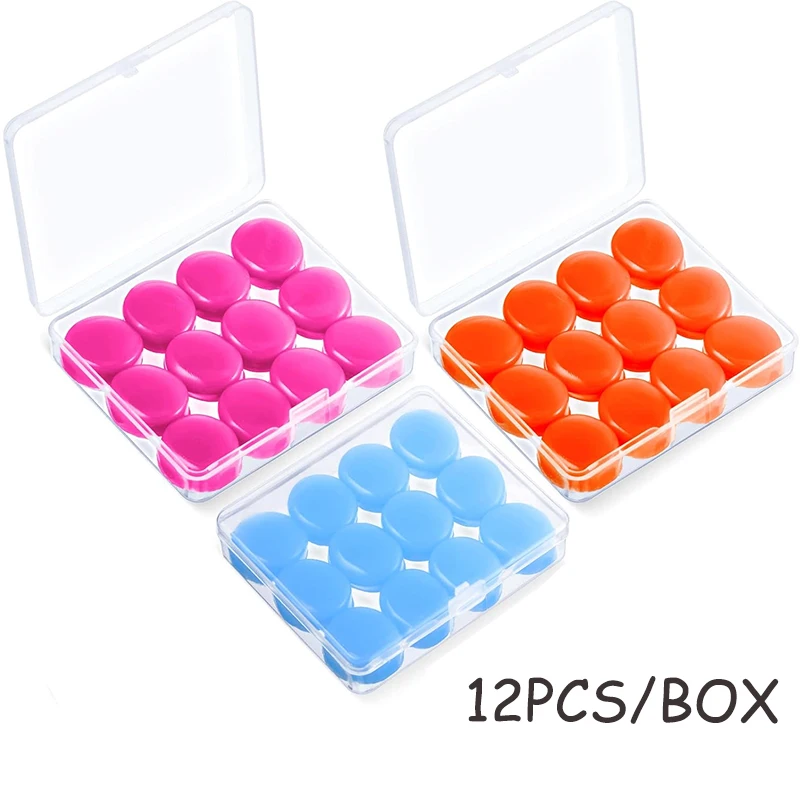 12pcs Silicone Ear Plug Reusable Silicone Wax Earplugs Swimming Moldable Earplugs Noise Reduction Cancelling Sleeping Protection
