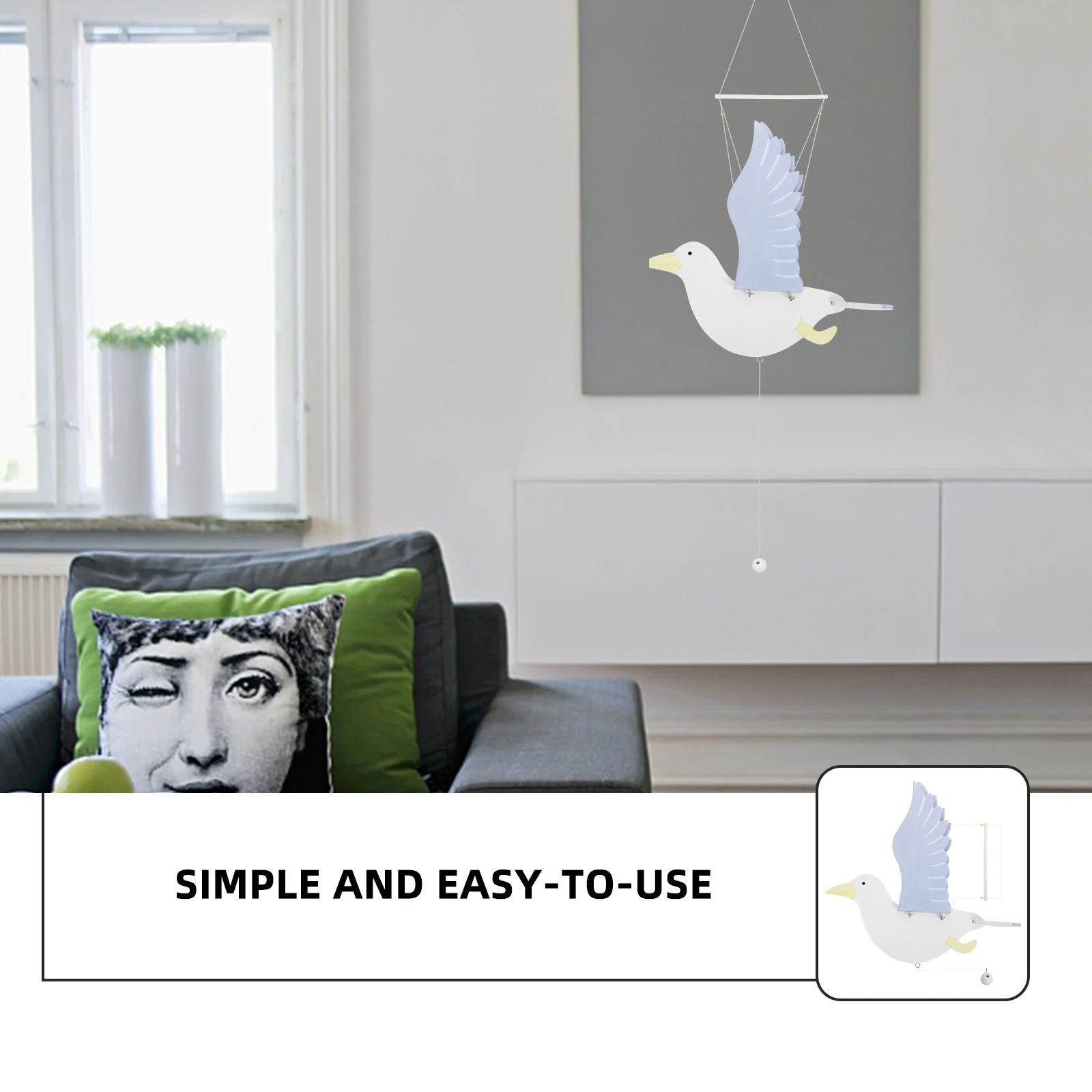

Wooden Seagull Pendant Lovely Shape High Quality Environmentally Friendly Indoor Decoration Bedroom Living Room Dining Room