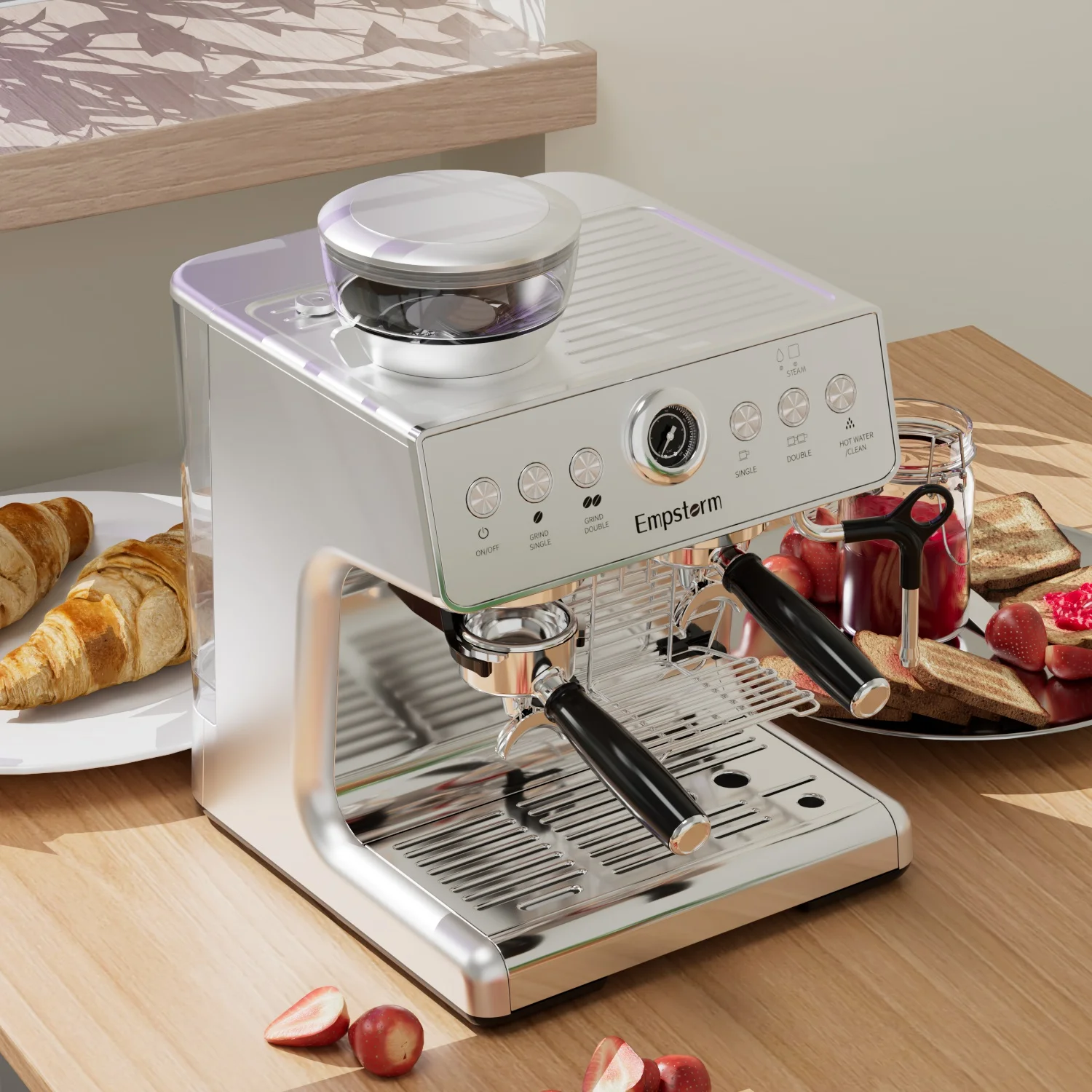 Mesin Espresso Komersial Empstorm 21M 20 Bar dengan Penggiling Kopi untuk Hotel & Rumah Tangga, Sumber Daya Listrik