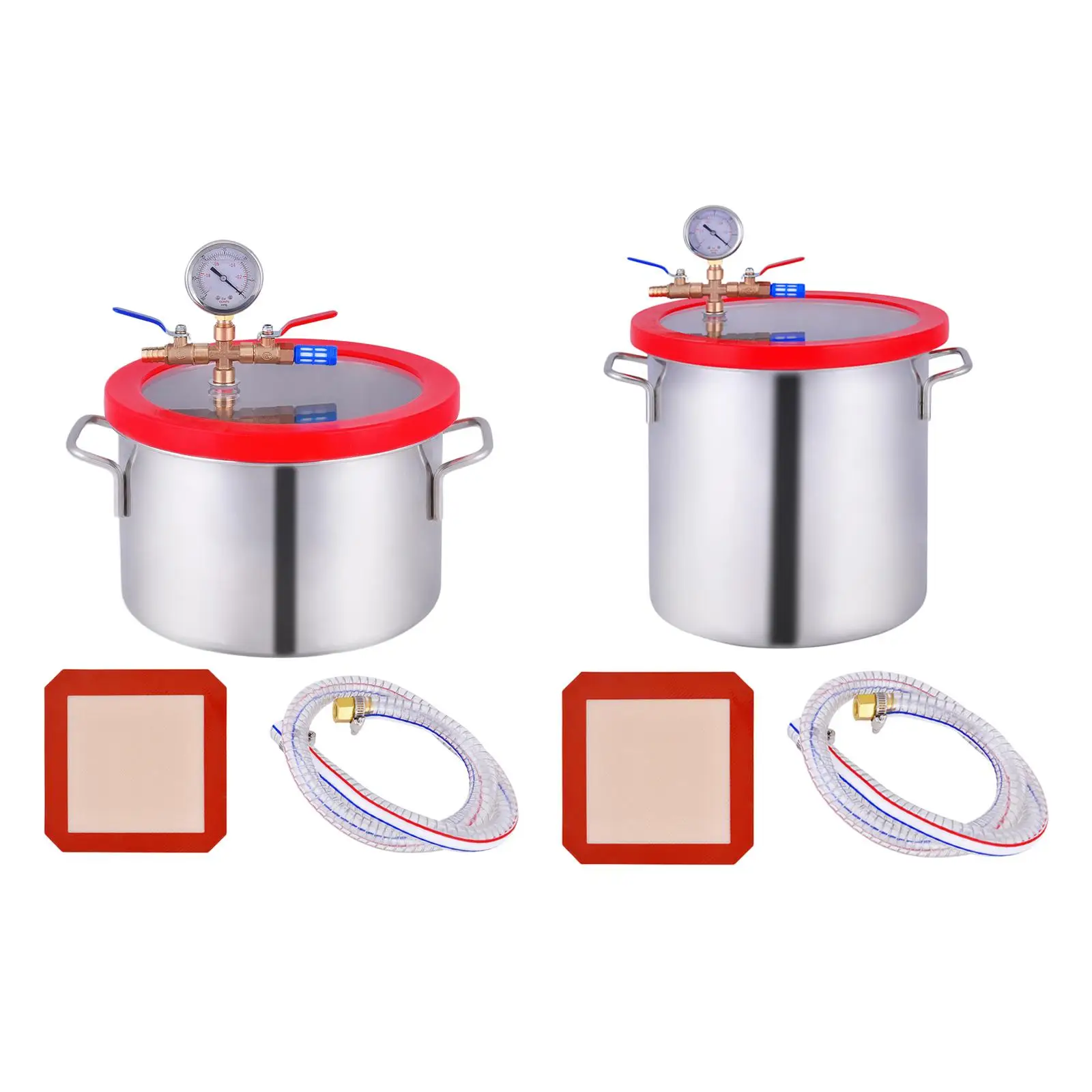 Vacuum Chamber, Stainless Steel Degassing Chamber with Glass Lid, Silicone