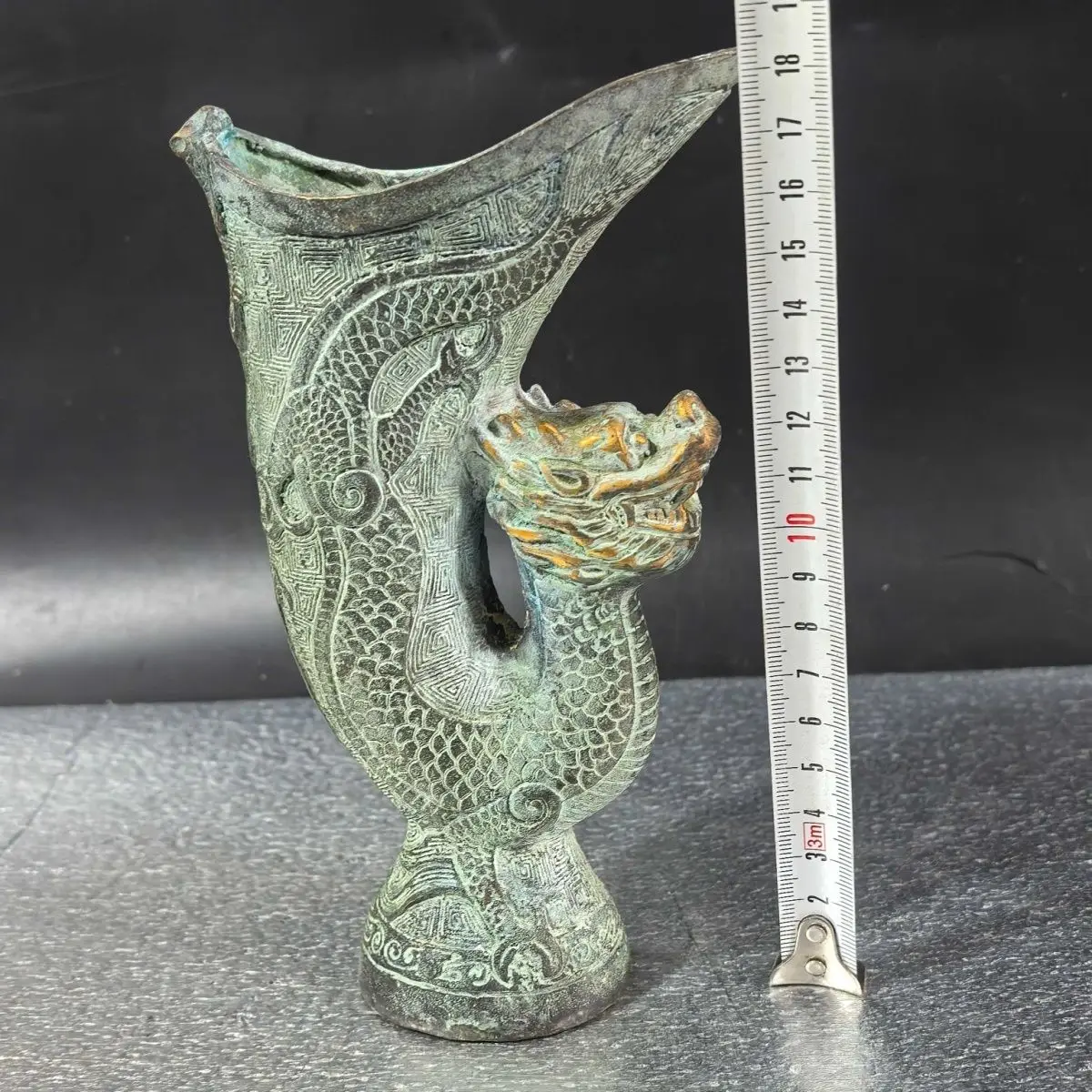 Retro Dragon head and dragon pattern Wine Cup Wine Vessel  Ornament Decoration Tea Pet Figurines Desk Decor Accessories